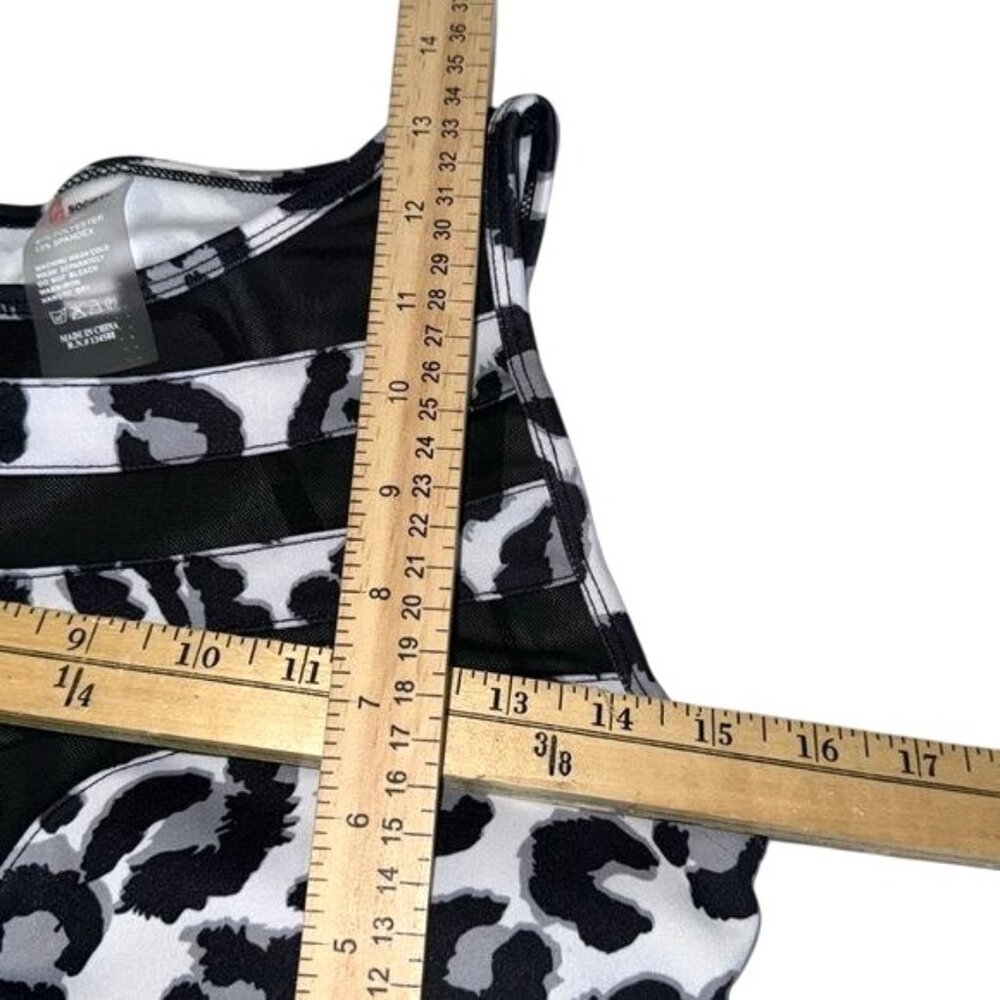 Leopard Print Mesh Insert Crop Top Xl - image 5